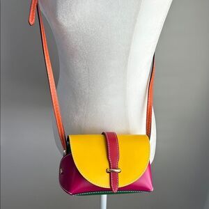 Colorblock Crossbody Bag in Yellow, Pink and Orange